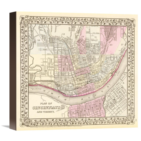 Global Gallery " Cincinnati, Ohio, 1880 " by Samuel Augustus Mitchell